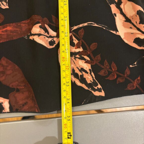 Wilfred Pozzi Dress Women's Medium Multi Leaf Print Long Sleeve Tie Back - Picture 5 of 9